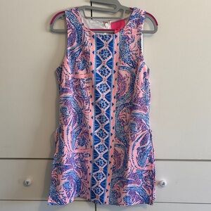 Pink and Blue Patterned  Dress